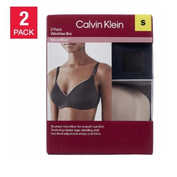 *Calvin Klein Ladies' Wirefree Bra 2-pack Black/Nude NO BOX - MEDIUM - Picture 1 of 6